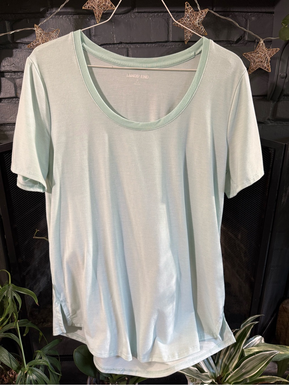 Lands' End Women's Mint Green Scoop Neck Short Sleeve Tee